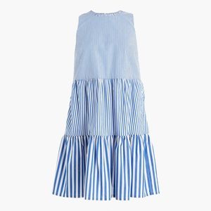 J. Crew Factory blue and white striped dress 8